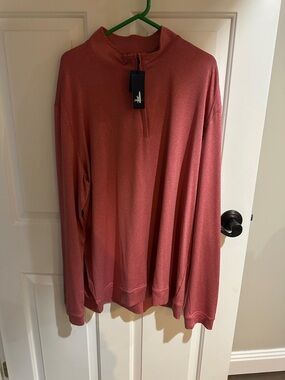 johnnie-O Men's Dusty Rose Zip-Up Pullover Sweater